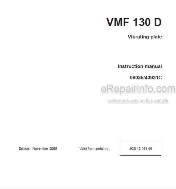 Photo 4 - JCB Vibromax VMF130D Instruction Manual Vibrating Plate 06035-43931C