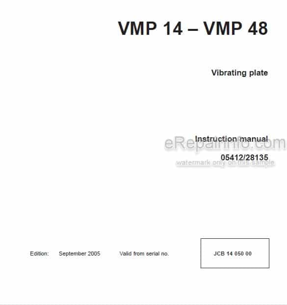 Photo 4 - JCB Vibromax VMP14 VMP48 Instruction Manual Vibrating Plate 05412-28135