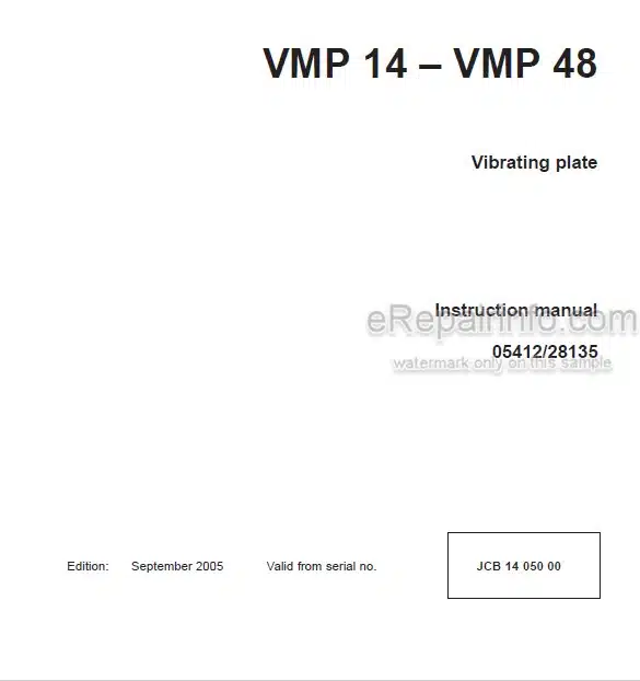 Photo 4 - JCB Vibromax VMP14 VMP48 Instruction Manual Vibrating Plate 05412-28135