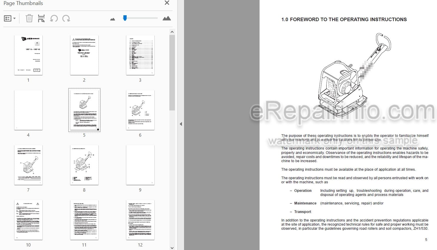 Photo 3 - JCB Vibromax VMP14 VMP48 Instruction Manual Vibrating Plate 05412-28135