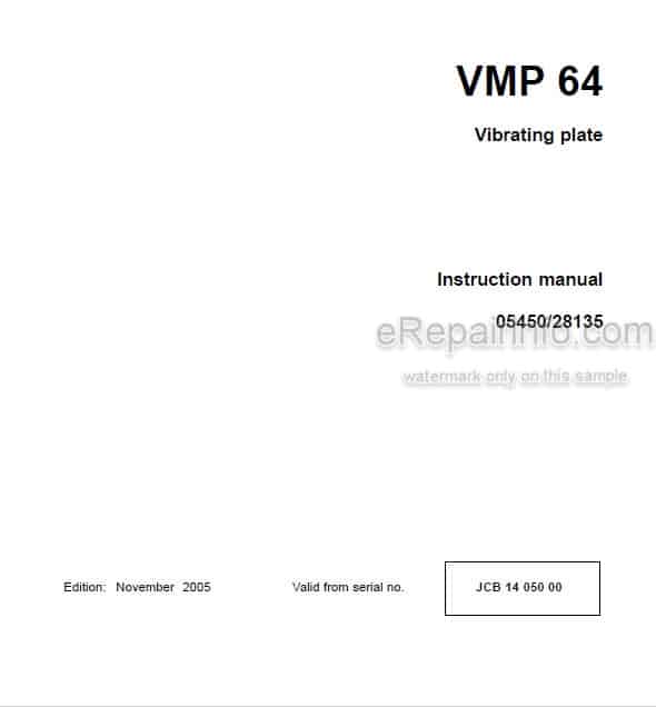 Photo 4 - JCB Vibromax VMP64 Instruction Manual Vibrating Plate 05450-28135