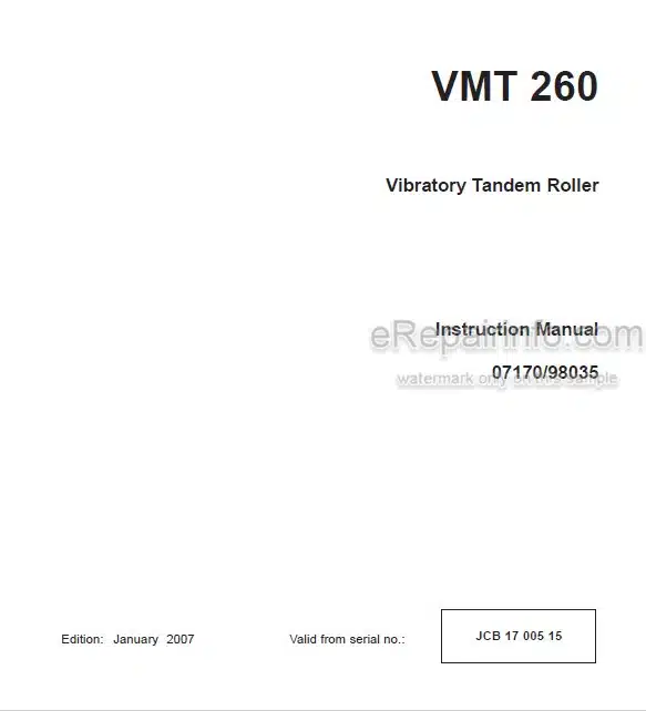 Photo 4 - JCB Vibromax VMT260 Instruction Manual Vibratory Tandem Roller 07170-98035