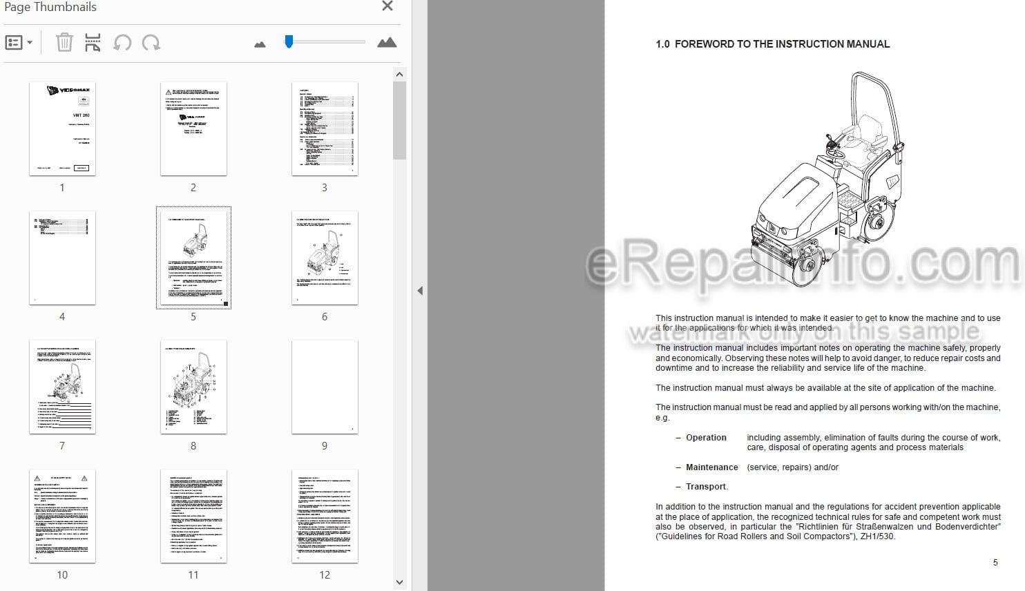 Photo 3 - JCB Vibromax VMT260 Instruction Manual Vibratory Tandem Roller 07170-98035