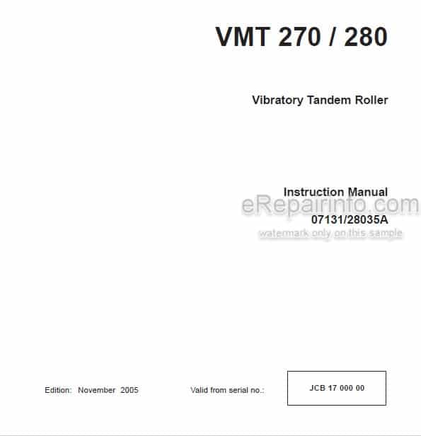 Photo 4 - JCB Vibromax VMT270 VMT280 Instruction Manual Vibratory Tandem Roller 07131-28035A