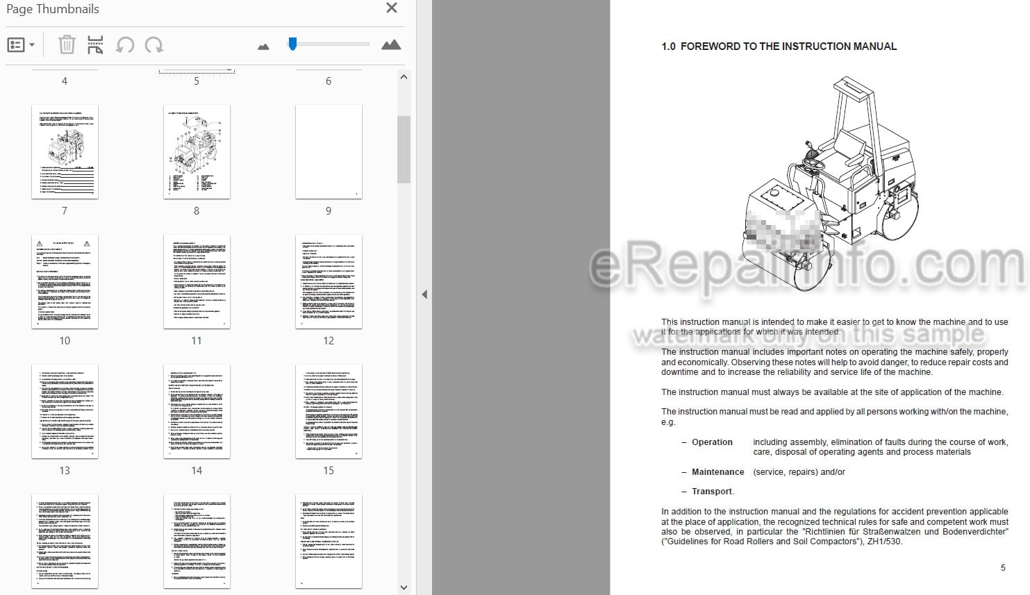 Photo 3 - JCB Vibromax VMT270 VMT280 Instruction Manual Vibratory Tandem Roller 07131-28035A