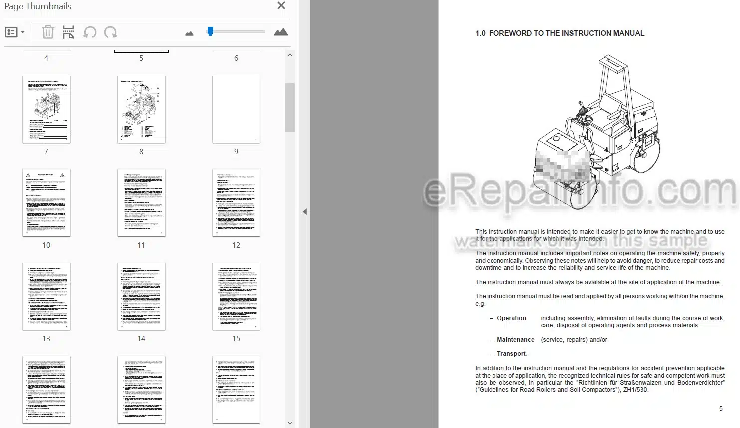 Photo 3 - JCB Vibromax VMT270 VMT280 Instruction Manual Vibratory Tandem Roller 07131-28035A