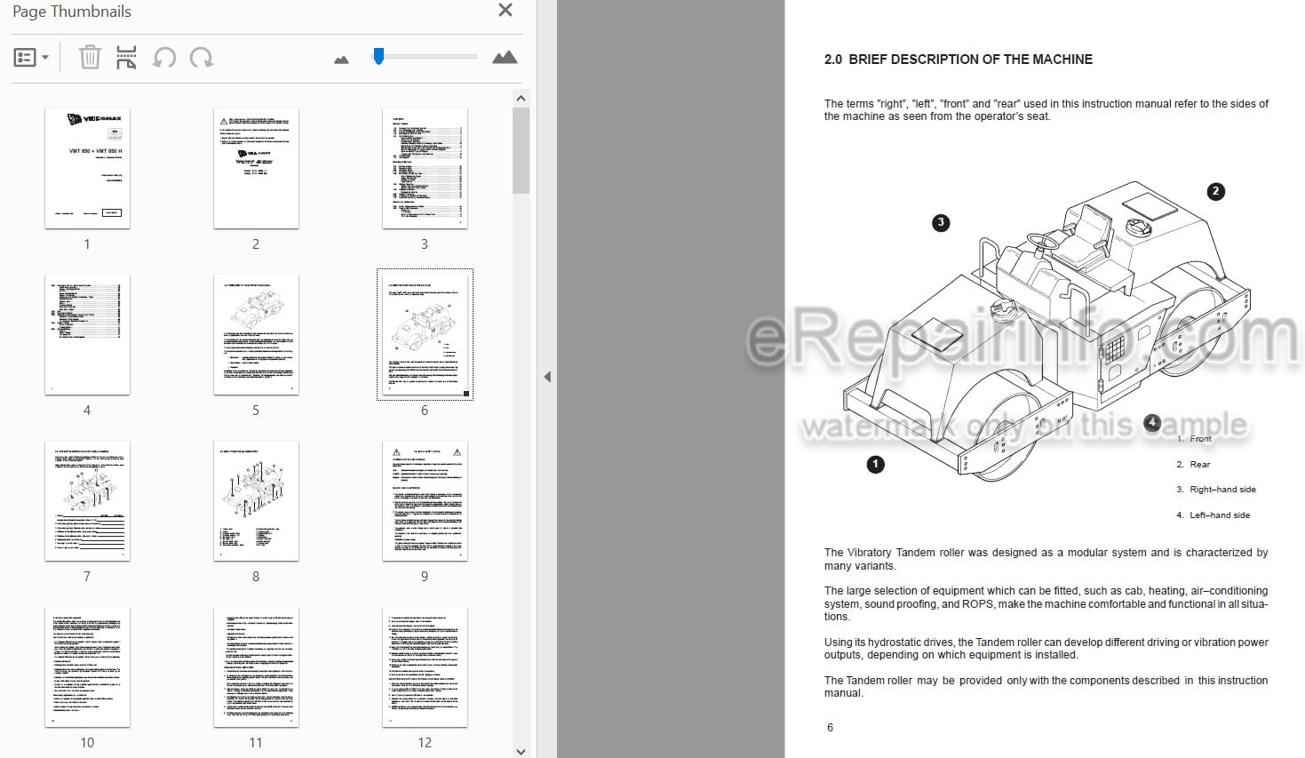 Photo 3 - JCB Vibromax VMT850 VMT850H Instruction Manual Vibratory Tandem Roller 04010-28035B