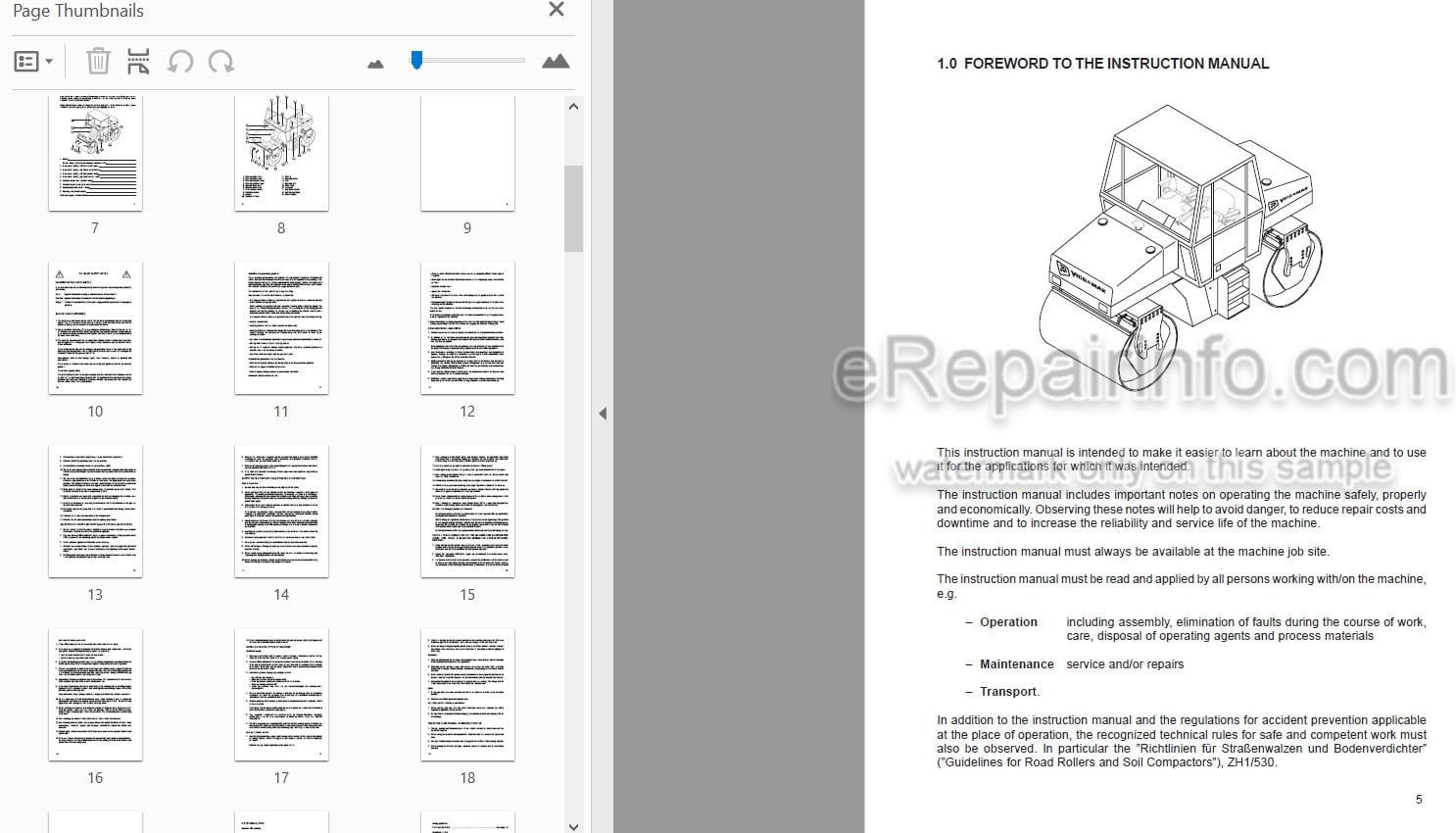 Photo 3 - JCB Vibromax VMT950 VMT95SK Instruction Manual Tandem And Combination Roller 07180-28190A