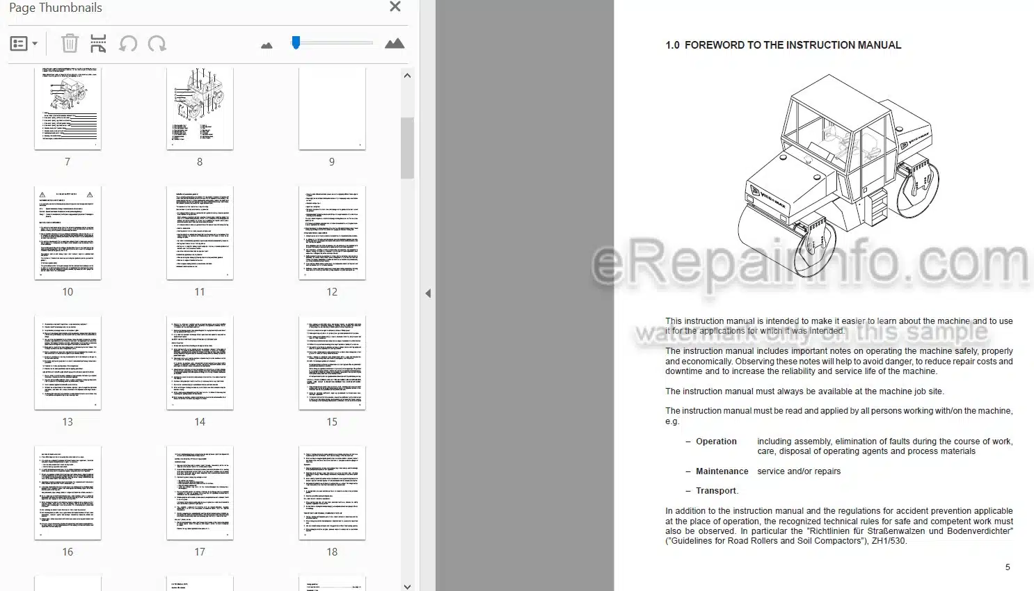 Photo 3 - JCB Vibromax VMT950 VMT95SK Instruction Manual Tandem And Combination Roller 07180-28190A