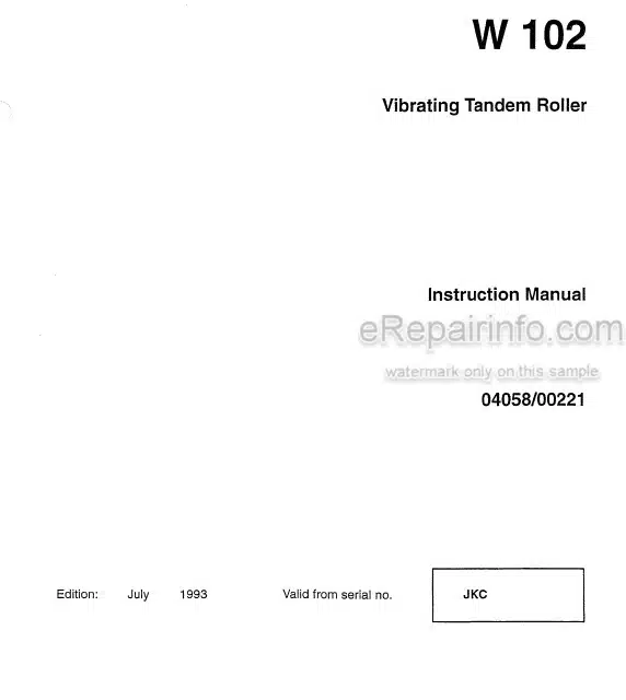 Photo 4 - JCB Vibromax W102 Instruction Manual Vibrating Tandem Roller 04058-00221