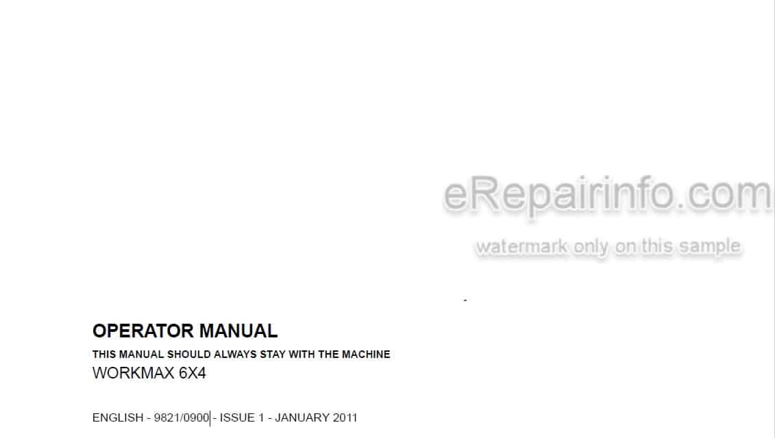 Photo 4 - JCB Workmax 6X4 Operators Manual Machine 9821-0900