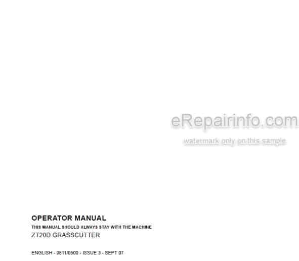 Photo 5 - JCB ZT20D Grasscutter Operators Manual Front Mower 9811-0500