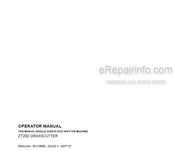 Photo 5 - JCB ZT20D Grasscutter Operators Manual Front Mower 9811-0500