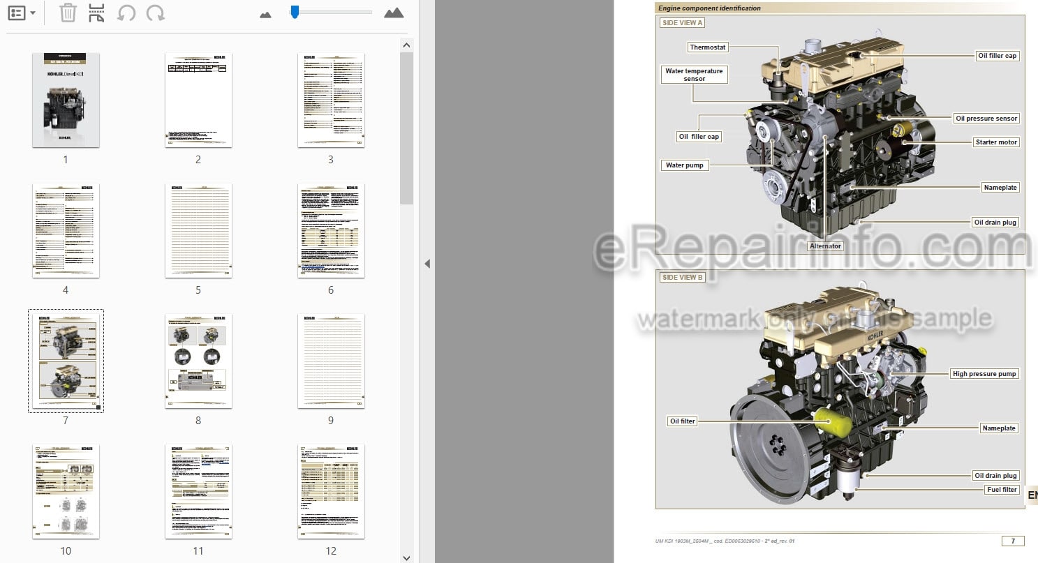 Photo 3 - Kohler KDI1903M KDI2504M Owners Manual Diesel Engine ED0053029510