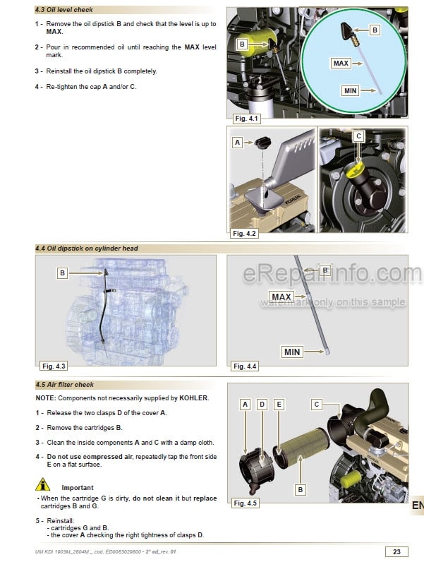 Photo 10 - Kohler KDI1903M KDI2504M Owners Manual Diesel Engine ED0053029510