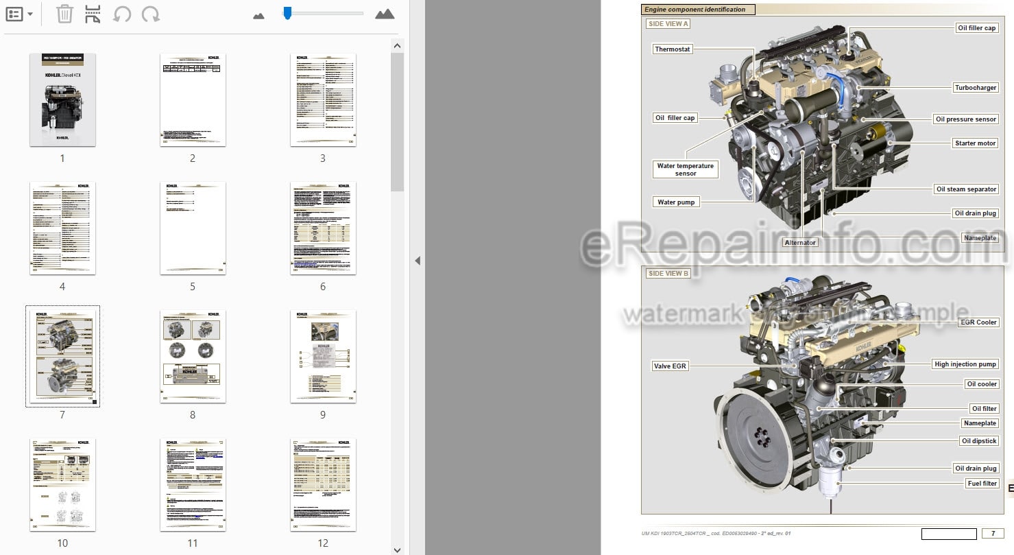 Photo 4 - Kohler KDI1903TCR KDI2504TCR Owner Manual Diesel Engine ED053029490
