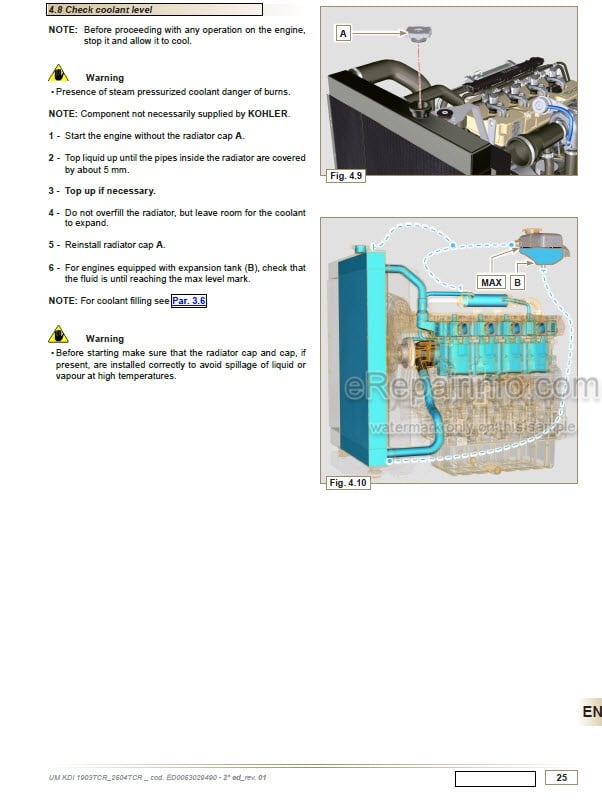 Photo 12 - Kohler KDI1903TCR KDI2504TCR Owner Manual Diesel Engine ED053029490