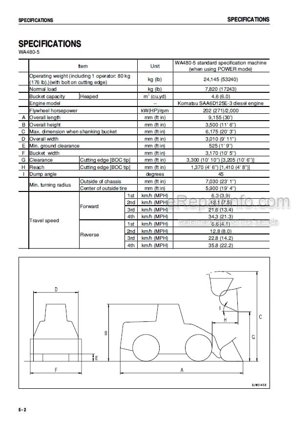 Photo 3 - Komatsu 480-5 Operation And Maintenance Manual Wheel Loader SEAM041300P