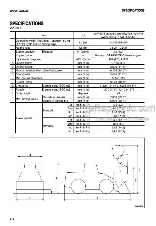 Photo 3 - Komatsu 480-5 Operation And Maintenance Manual Wheel Loader SEAM041300P