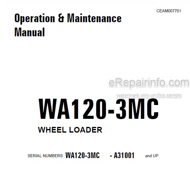 Photo 4 - Komatsu Avance Plus WA120-3MC Operation And Maintenance Manual Wheel Loader CEAM007701