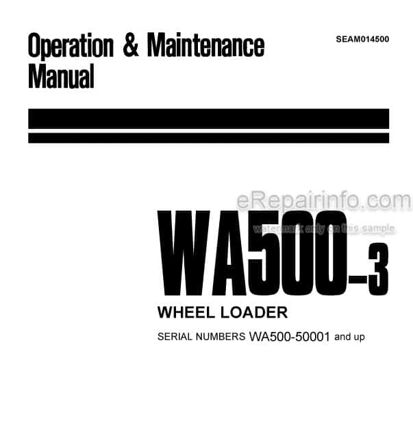 Photo 4 - Komatsu Avance WA500-3 Operation And Maintenance Manual Wheel Loader SEAM014500