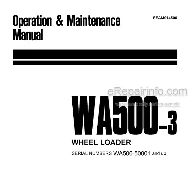 Photo 4 - Komatsu Avance WA500-3 Operation And Maintenance Manual Wheel Loader SEAM014500