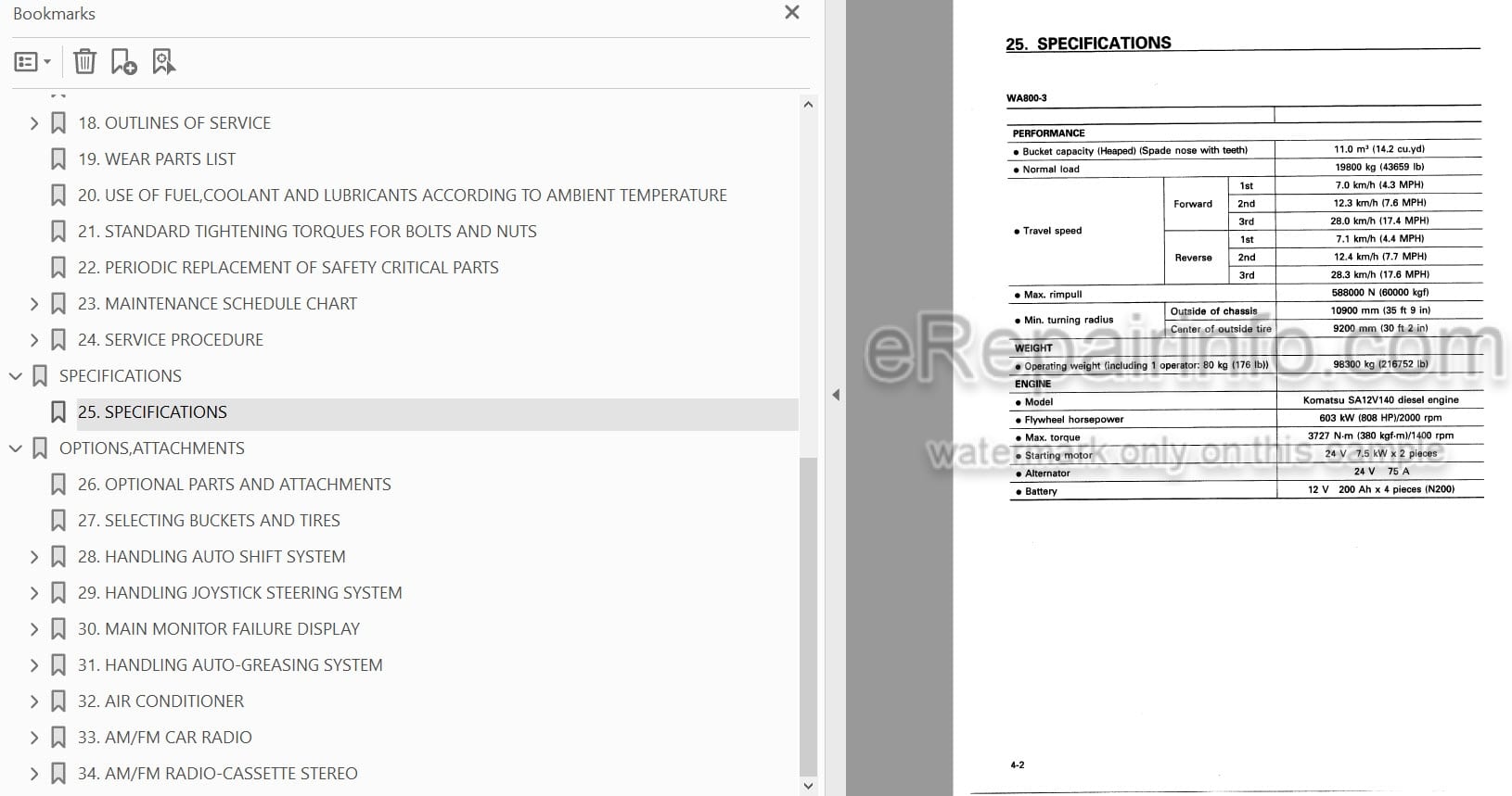 Photo 3 - Komatsu Avance WA800-3 Operation And Maintenance Manual Wheel Loader SEAM018601