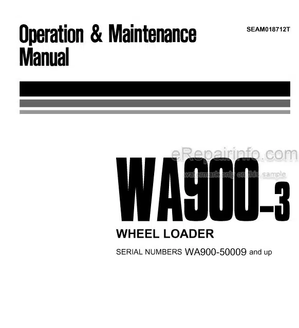 Photo 4 - Komatsu Avance WA900-3 Operation And Maintenance Manual Wheel Loader SEAM018712T