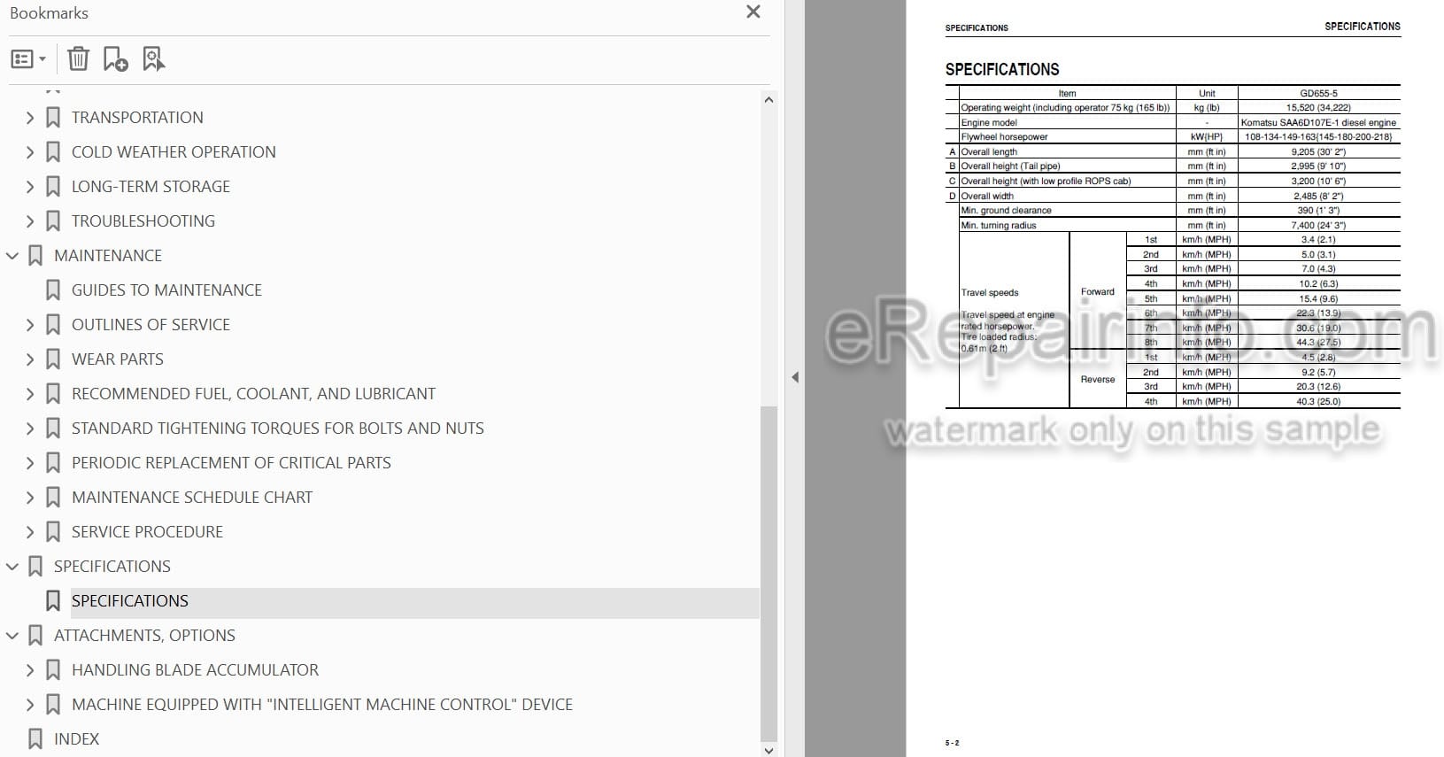 Photo 3 - Komatsu GD655-5 Operation And Maintenance Manual Motor Grader TEN00446-04