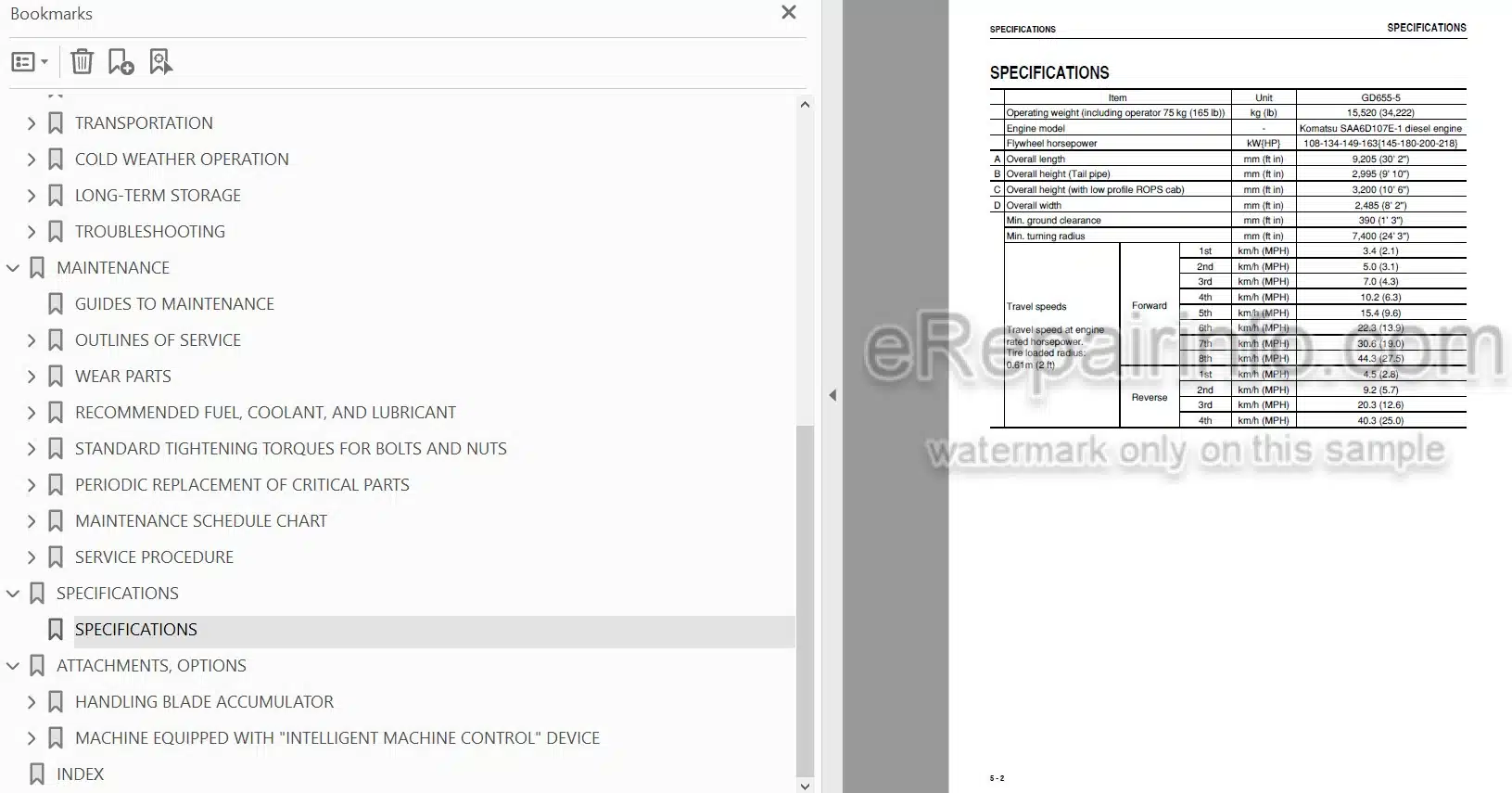 Photo 3 - Komatsu GD655-5 Operation And Maintenance Manual Motor Grader TEN00446-04