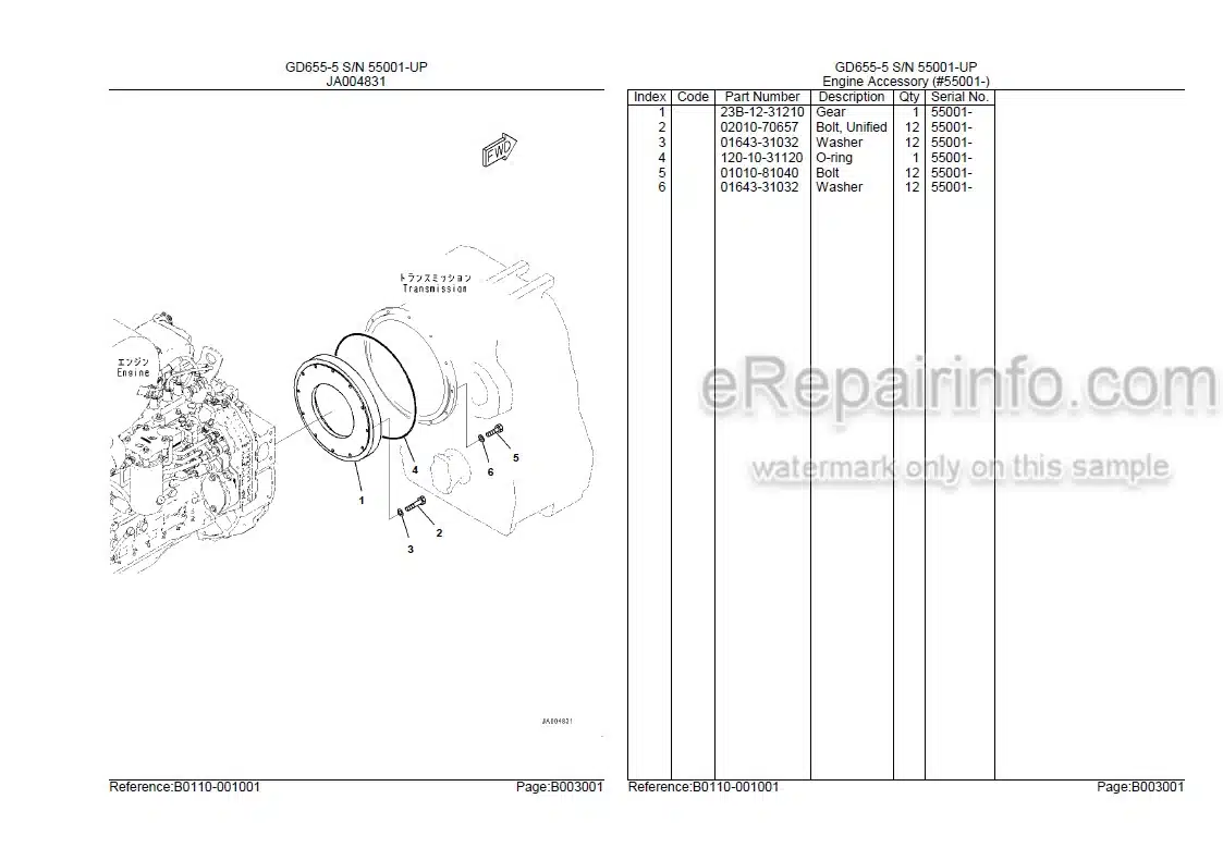 Photo 7 - Komatsu GD655-5 Parts Book Motor Grader 0000281C