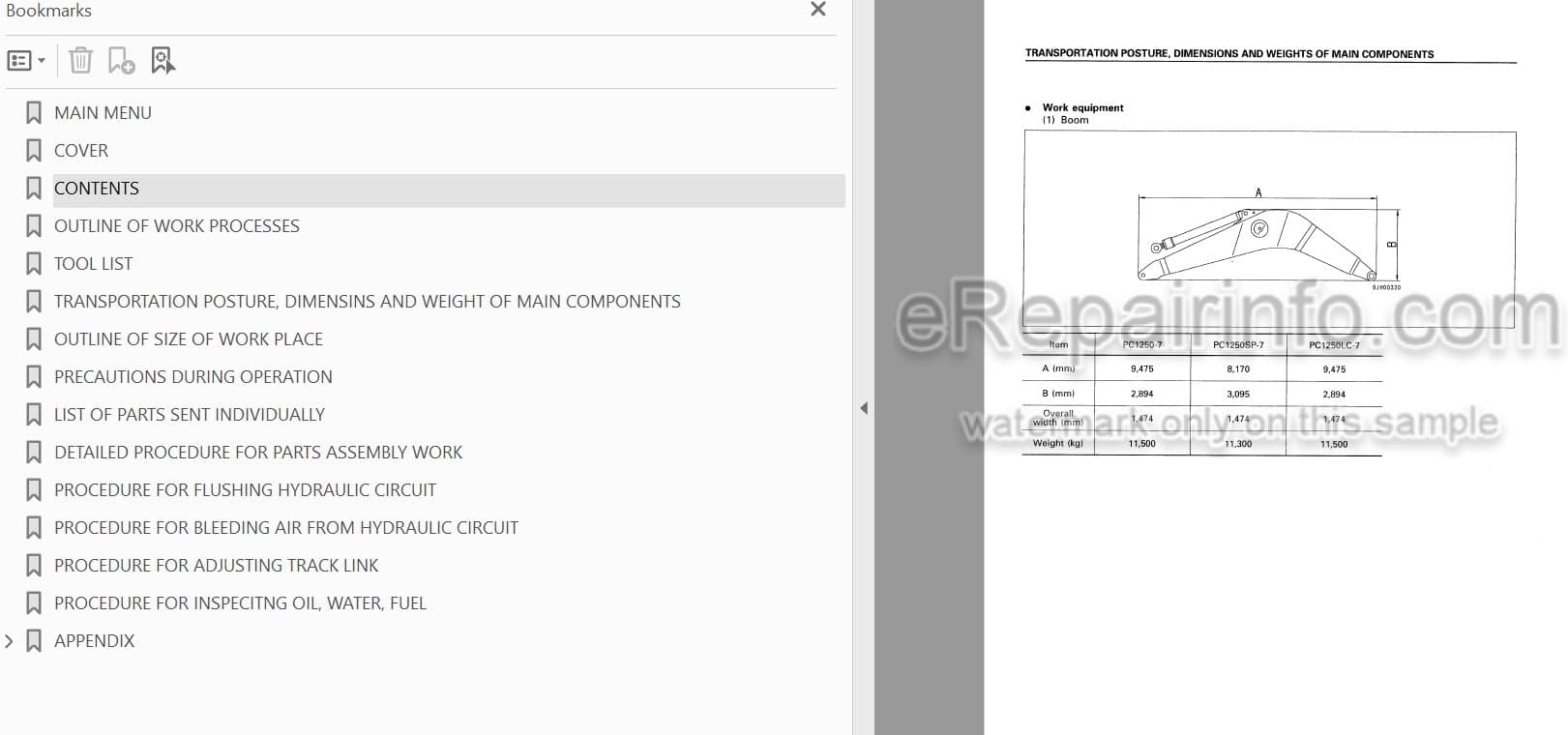 Photo 3 - Komatsu Galeo PC1250-7 PC1250SP-7 PC1250LC-7 Field Assembly Manual Hydraulic Excavator SEAW003700