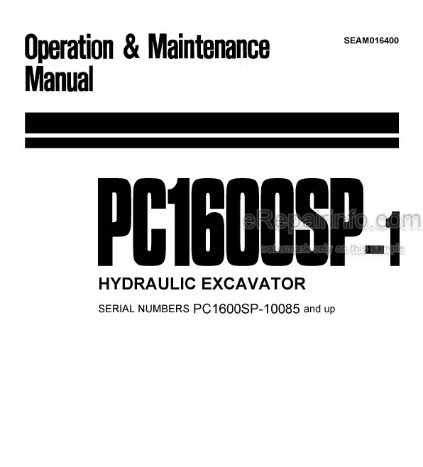 Photo 4 - Komatsu PC1600SP-1 Operation And Maintenance Manual Hydraulic Excavator SEAM016400