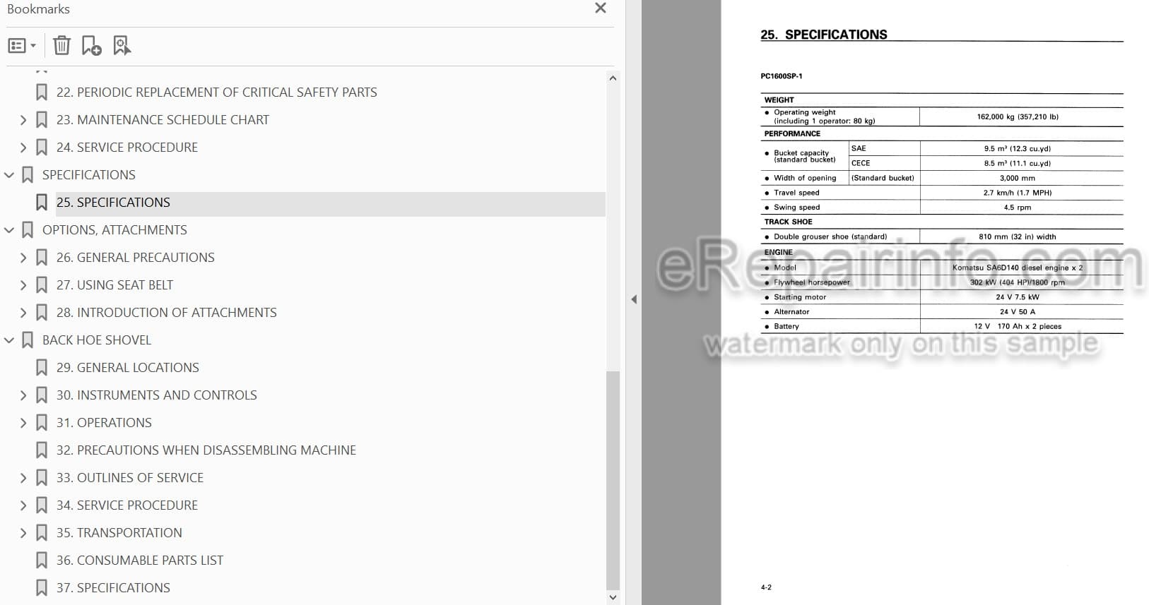 Photo 3 - Komatsu PC1600SP-1 Operation And Maintenance Manual Hydraulic Excavator SEAM016400