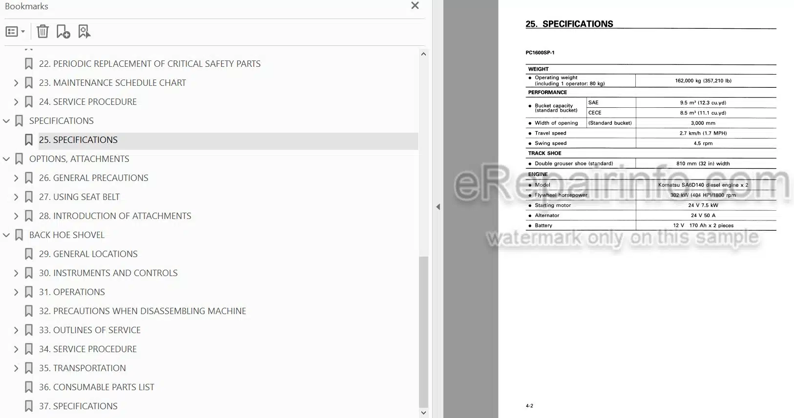Photo 3 - Komatsu PC1600SP-1 Operation And Maintenance Manual Hydraulic Excavator SEAM016400