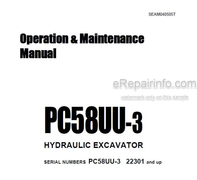 Photo 4 - Komatsu PC58UU-3 Operation And Maintenance Manual Hydraulic Excavator SEAM040505T
