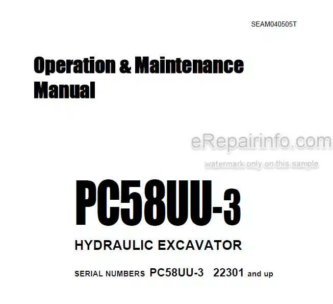 Photo 4 - Komatsu PC58UU-3 Operation And Maintenance Manual Hydraulic Excavator SEAM040505T