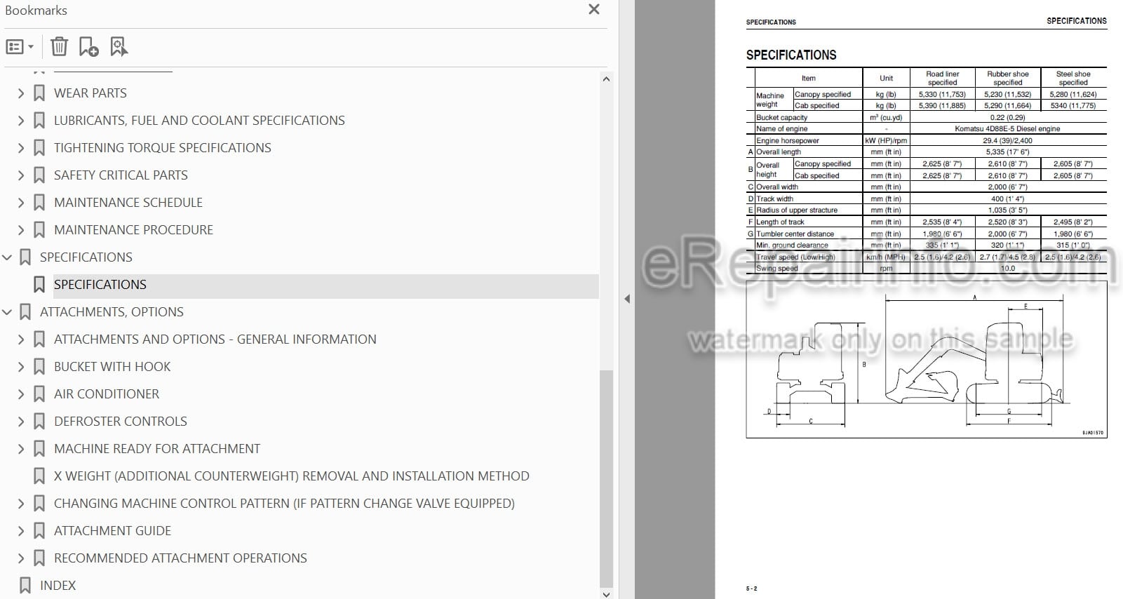 Photo 3 - Komatsu PC58UU-3 Operation And Maintenance Manual Hydraulic Excavator SEAM040505T