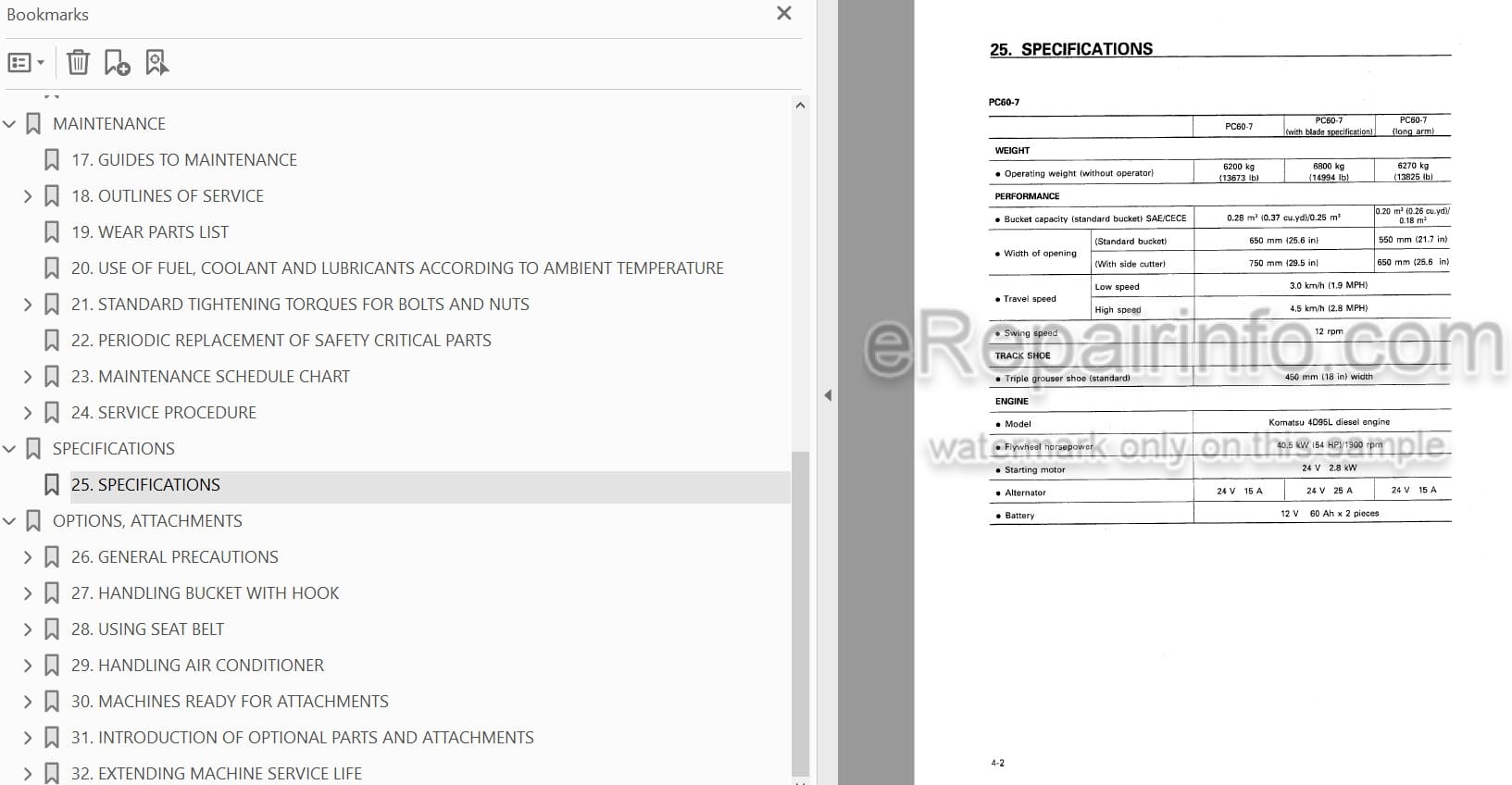 Photo 3 - Komatsu PC60-7 Operation And Maintenance Manual Hydraulic Excavator SEAM004202