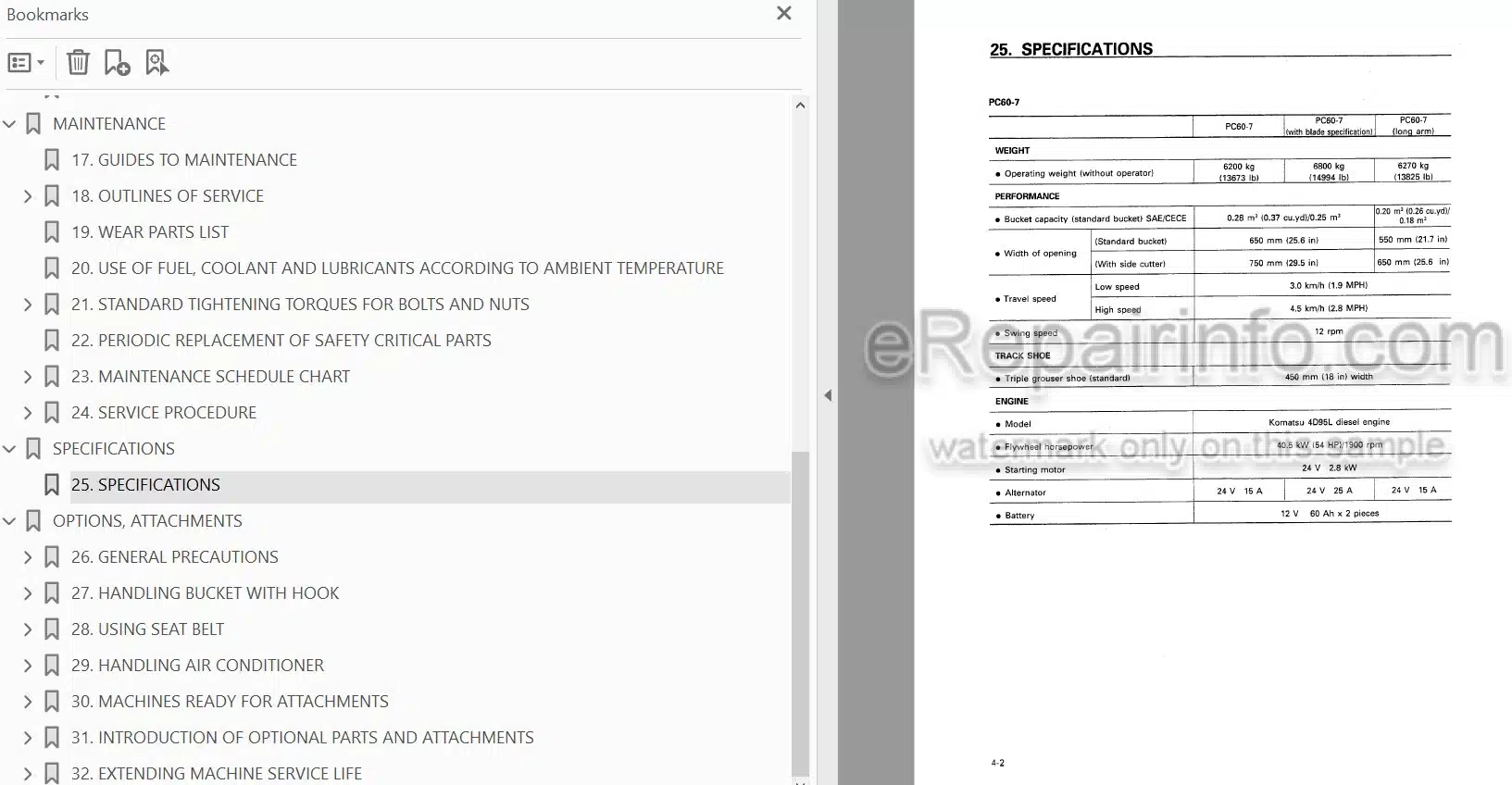Photo 3 - Komatsu PC60-7 Operation And Maintenance Manual Hydraulic Excavator SEAM004202