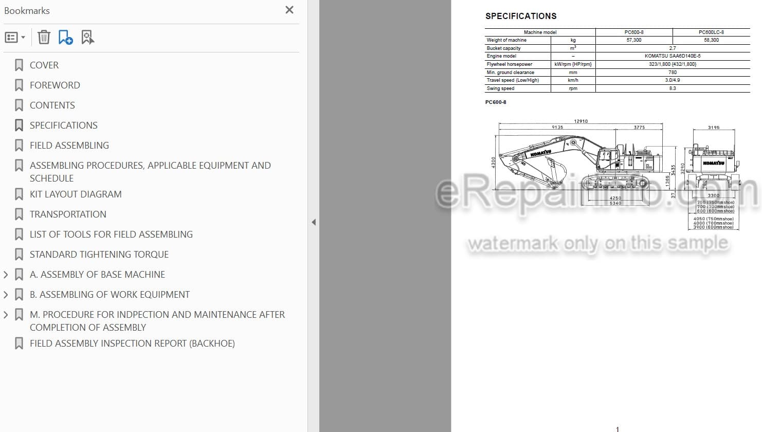 Photo 3 - Komatsu PC600-8 PC600LC-8 Field Assembly Manual Hydraulic Excavator GEN00043-00