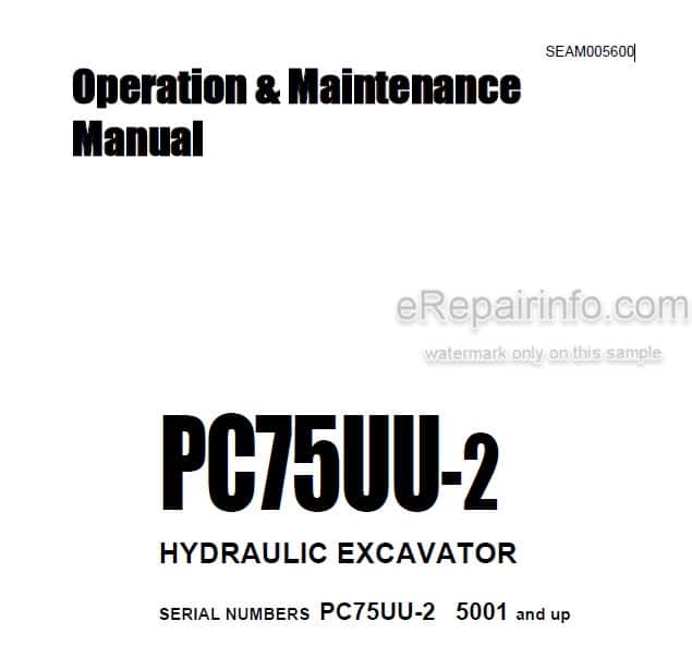 Photo 4 - Komatsu PC75UU-2 Operation And Maintenance Manual Hydraulic Excavator SEAM005600