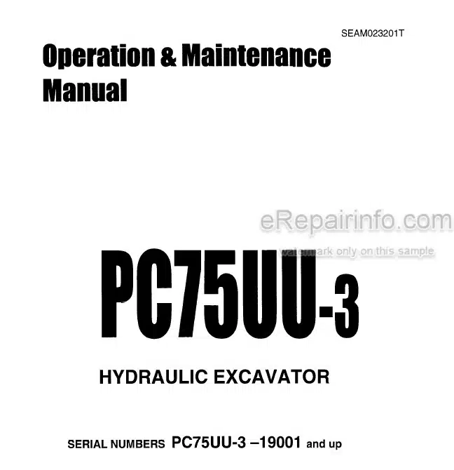 Photo 4 - Komatsu PC75UU-3 Operation And Maintenance Manual Hydraulic Excavator SEAM023201T
