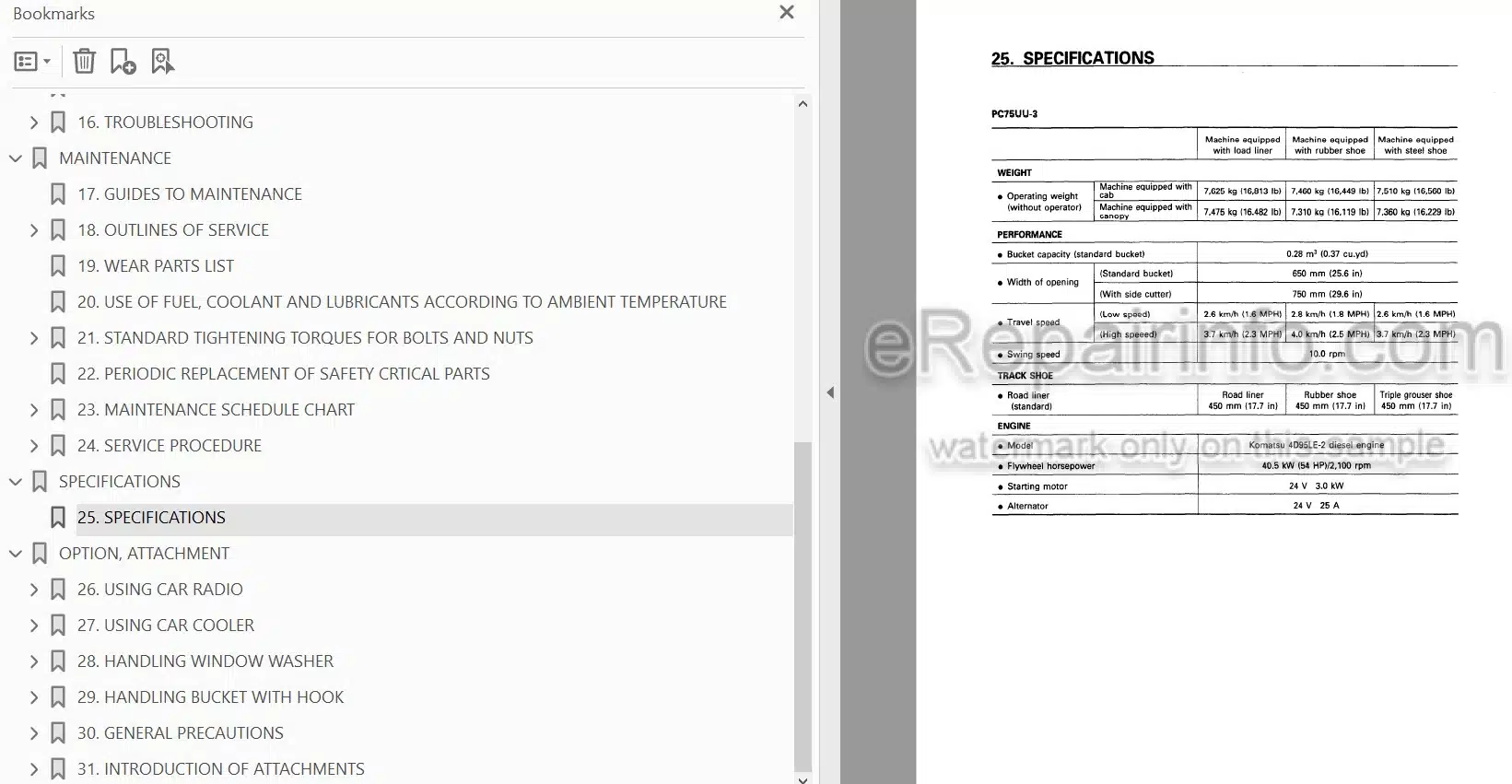 Photo 3 - Komatsu PC75UU-3 Operation And Maintenance Manual Hydraulic Excavator SEAM023201T
