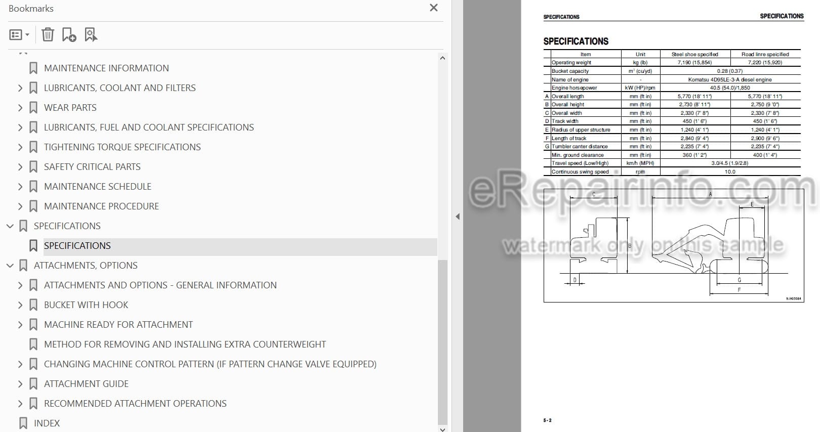 Photo 3 - Komatsu PC78US-6 Operation And Maintenance Manual Hydraulic Excavator SEAM044602T