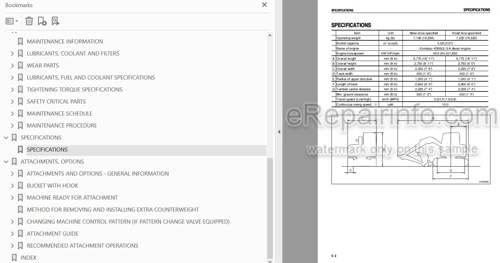 Photo 3 - Komatsu PC78US-6 Operation And Maintenance Manual Hydraulic Excavator SEAM044602T