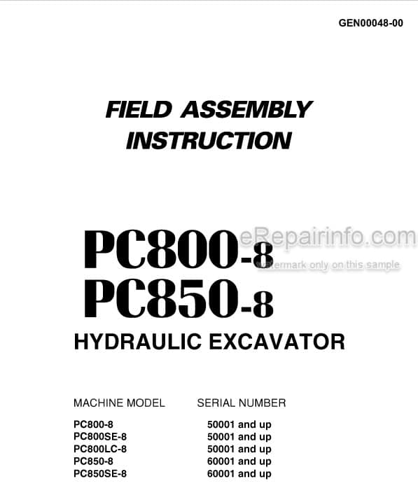 Photo 5 - Komatsu Galeo PC800-8 PC800SE-8 PC800LC-8 PC850-8 PC850SE-8 Field Assembly Instructions Hydraulic Excavator GEN00048-00
