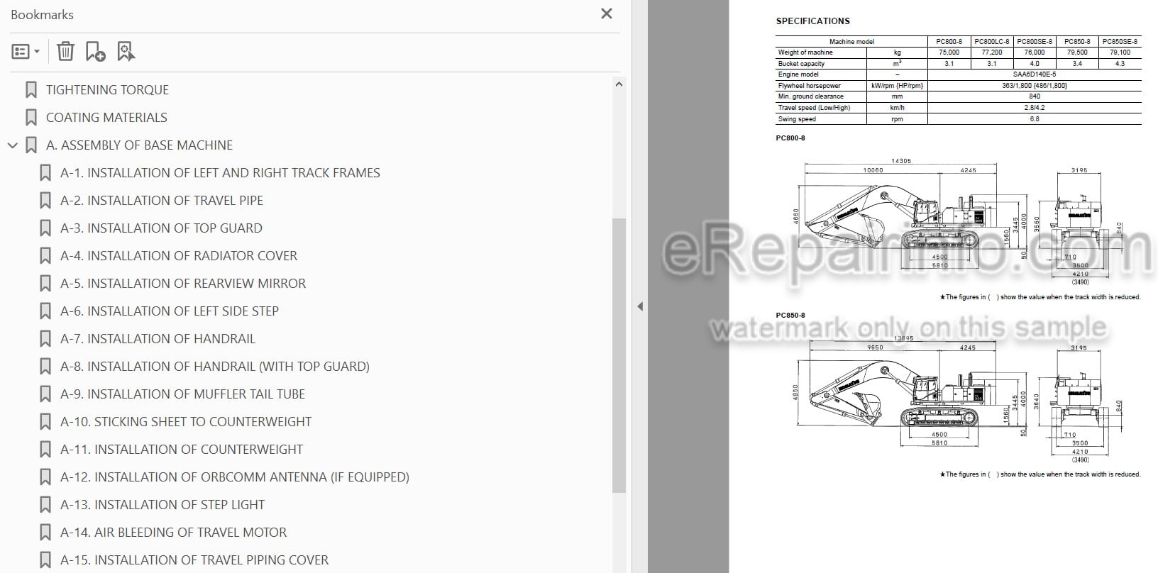 Photo 4 - Komatsu Galeo PC800-8 PC800SE-8 PC800LC-8 PC850-8 PC850SE-8 Field Assembly Instructions Hydraulic Excavator GEN00048-00