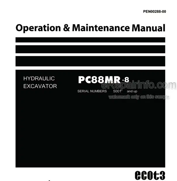 Photo 4 - Komatsu PC88MR-8 Operation And Maintenance Manual Hydraulic Excavator PEN00288-00