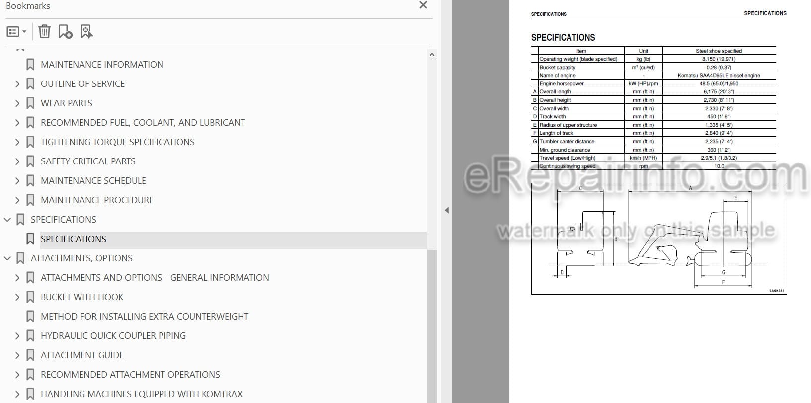 Photo 3 - Komatsu PC88MR-8 Operation And Maintenance Manual Hydraulic Excavator PEN00288-00